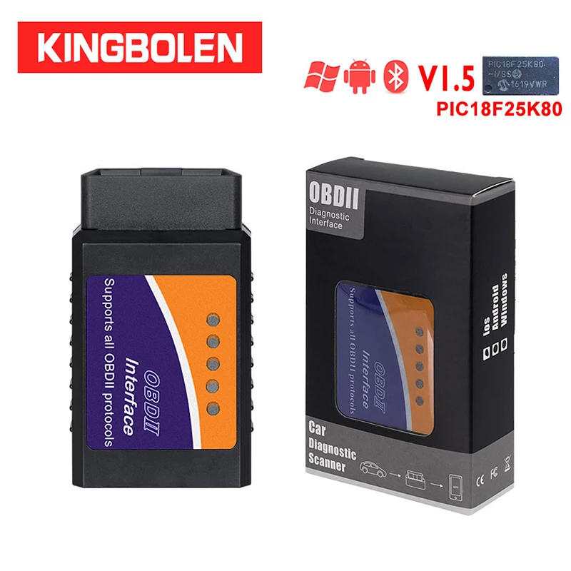 Kingbolen ELM327 Bluetooth V1.5 PIC18f25k80 чип диагностический сканер поддерживает J1850 протоколы ELM