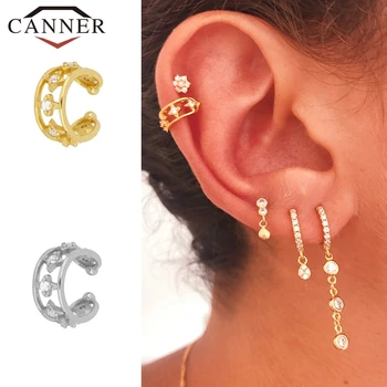 

CANNER 925 Sterling Silver Charming Zircon Ear Cuff For Women Clip On Earrings earcuff No Piercing Earrings Jewelry pendientes
