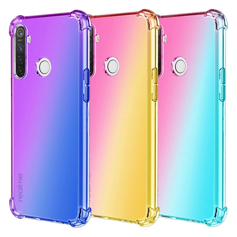 Противоударный чехол для телефона Realme X X2 XT 3 5 Pro X50 C2 градиентный ТПУ OPPO F11 A9 A5 2020 Reno