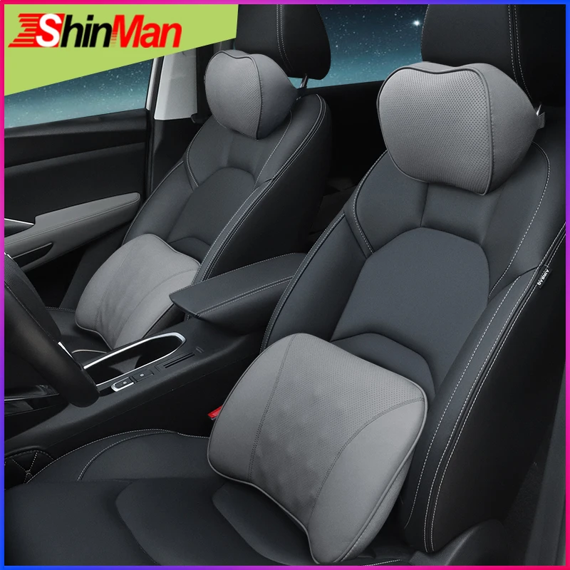 ShinMan подушка для автомобиля для Audi A3 8P A4 B7 B8 A6 C6 A8 TT Q7 Q3 поясничная Подушка для спины, Кожаная подушка для сиденья автомобиля поддержка шеи
