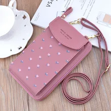 

2022 Women Wallet Flower Print Leather Shoulder Straps Shoulder Bag Mobile Phone Big Card Holders Wallet Handbag Pockets Girls