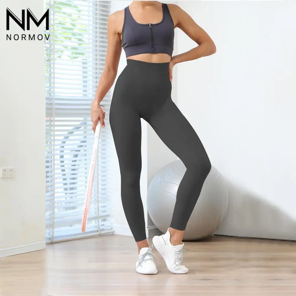 NORMOV Women Fashion Leggings High Waist Gym Clothing Elasticity Pants Workout Push Up Sexy Sports Fitness Leggings Women black leggings