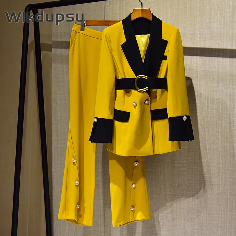 Pantsuits Female Blazer Pants Suits Plus Size 2022 Elegant New Fashion