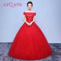 AXJFU принцесса маленький цветок красное кружевное свадебное платье Винтаж Турция бисерные украшения для выреза «Лодочка» кристалл цветок