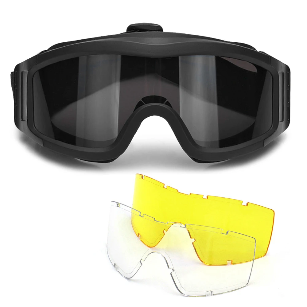 

Outdoor Military Goggles UV400 Protective Goggles Dustproof Cycling Training CS Gaming Goggles Eyewear with 2 Lens