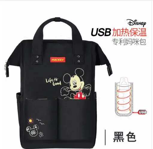 Сумка для подгузников disney, рюкзак для мамы, Большая вместительная сумка для подгузников, рюкзак для беременных женщин, сумка для детской коляски, рюкзак с Микки и Минни - Цвет: 1
