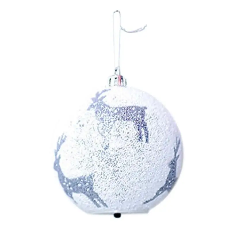 Пластиковая Рождественская елка шар украшения Подвески Белый напечатанный с освещением - Цвет: Elk