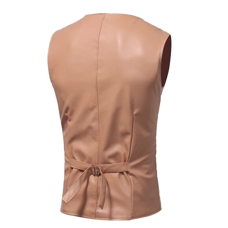 Spring And Autumn New Style Casual Fashion Men Simple Versatile Leather Waistcoat Gentleman Men's Leather Waistcoat 9-Color