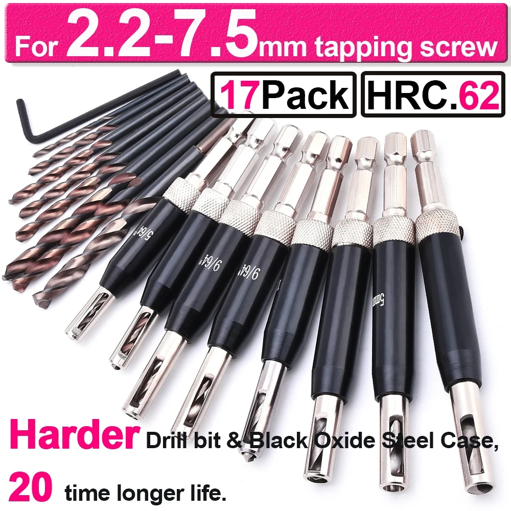 

Black Oxide Hinge Drill Bit Set Self Centering Lock Drill Bit hardware drawer guide hole setting of stainless steel drill bit