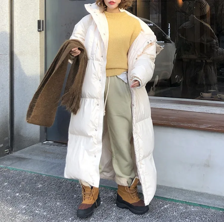 

2019 Winter New Style Korean-style Loose Thick down Jacket Long Cotton Overcoat Fashion