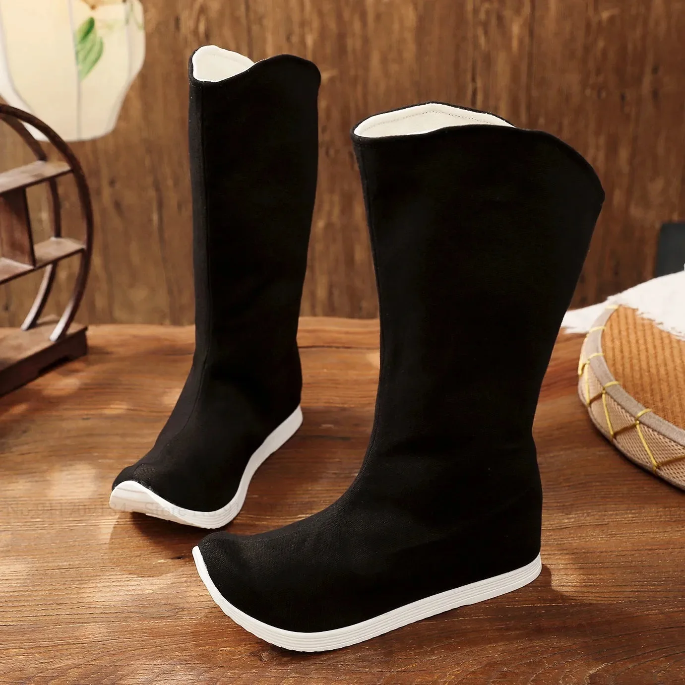 

Men Women Black Hanfu Boot Traditional Chinese Style Ancient Cosplay Knight Boots Oriental Opera Stage Cloth Shoes Footwear