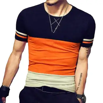 

Casua Novelty Boutique men's summer plus-size color block t - shirt fashion short sleeve round neck tops Cool men's t-shirt