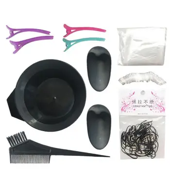 

XY Fancy 8 pcs/set Hair Dyeing Tools Plastic Bowl Comb Earmuffs Disposable Gloves Shawl Cap Clip Rubber Bands