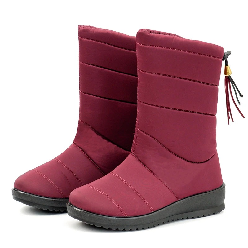 

Women Boots 2019 Fashion Winter Boots With Wedges Heels Mid-Calf Botas Mujer Waterproof Snow Boots High Warm Winter Shoes Female