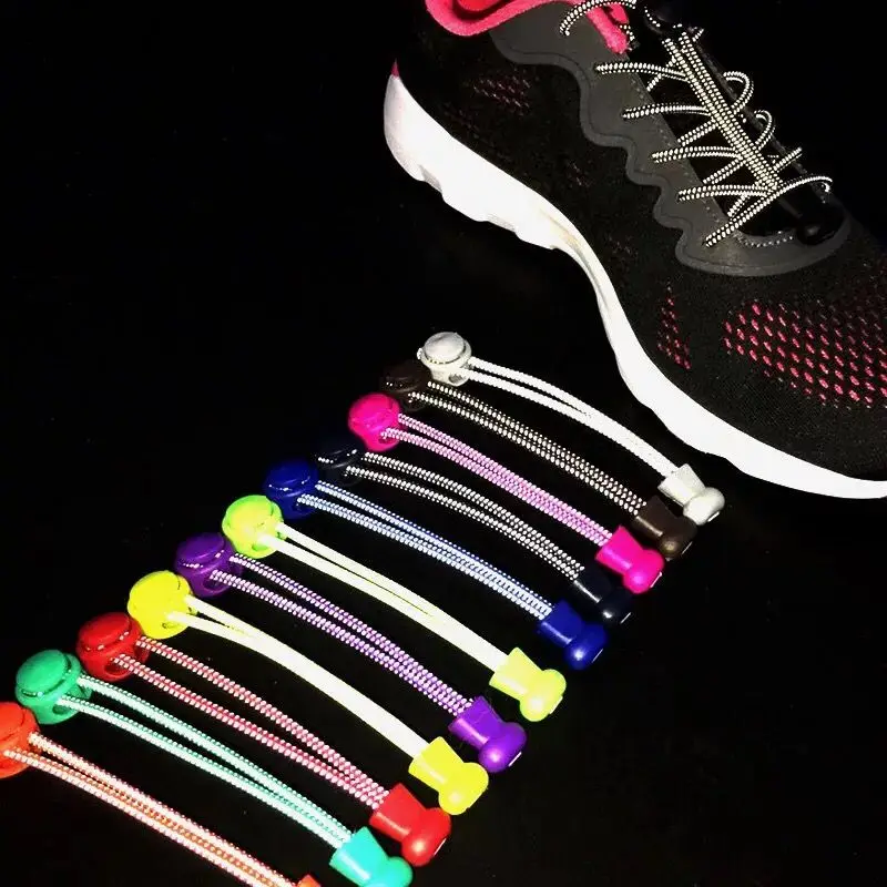 

1Pair Reflective Elastic Shoelaces Stretching Lock Shoe Laces Brand No Tie Shoelace Outdoor Sneaker Lace Shoe accessories lacets