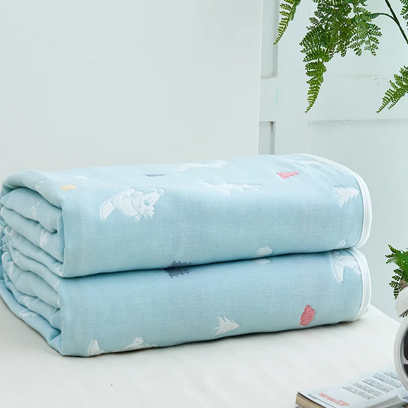 DOG MINTGREEN Одеяло для новорожденного ‑й хлопковый муслин 6 слоев Мягкие толстые носки для новорожденных Детский пеленальный пеленки постельное белье хлопчатобумажное одеяльце - Цвет: DOG MINTGREEN