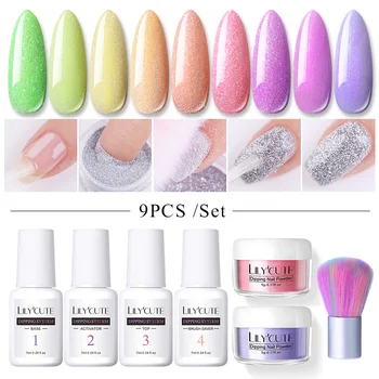 

LILYCUTE Dipping Nail Glitter Powder Kits Gradient French Nail Powder Colorful Natural Dry Pigment Lamp Cure
