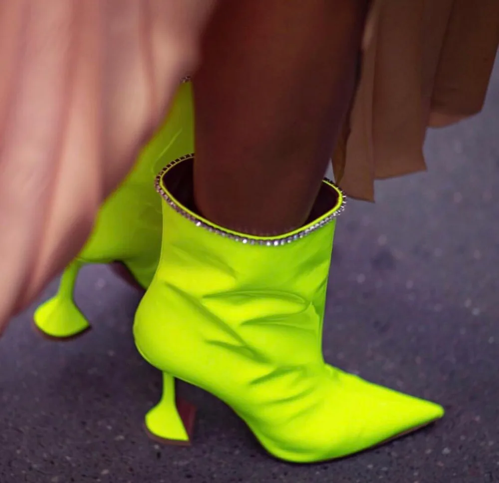 Модные ботинки женские вечерние ботинки с острым носком на высоком каблуке черные прогулочные ботинки из натуральной кожи без застежки размера плюс женская обувь 43