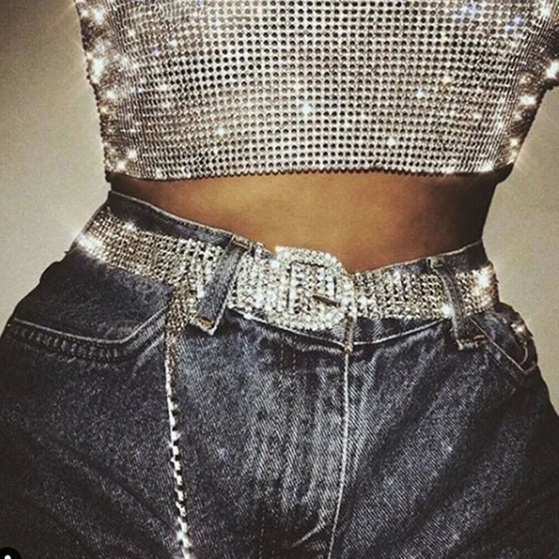 women rhinestone belt fashion luxury female bright bride bling crystal diamond waist chain belt shiny rhinestones waistbands new