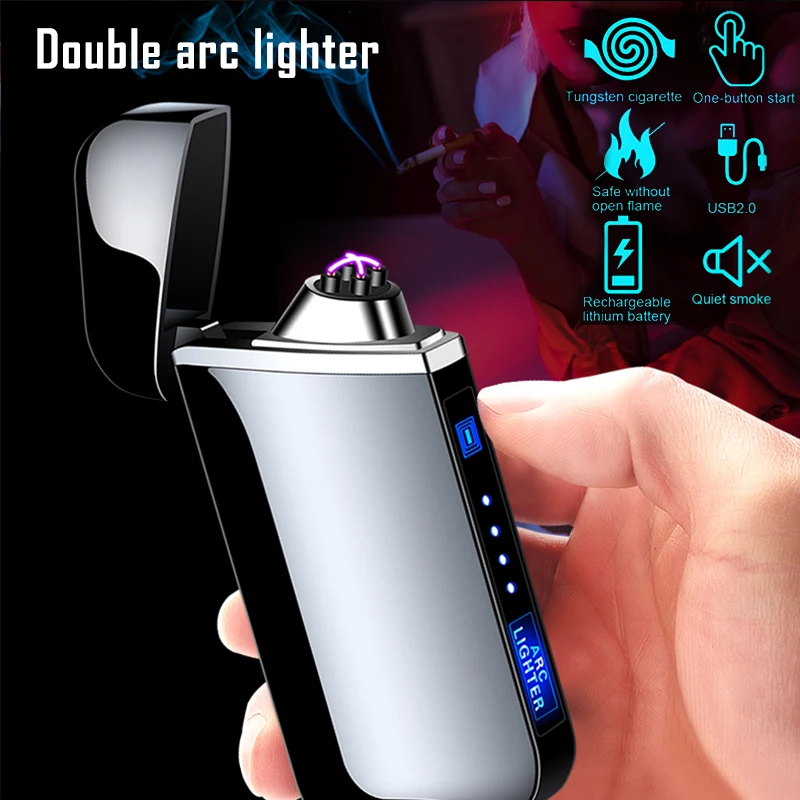 USB перезаряжаемая Электронная зажигалка с тройной индукцией ветрозащитная