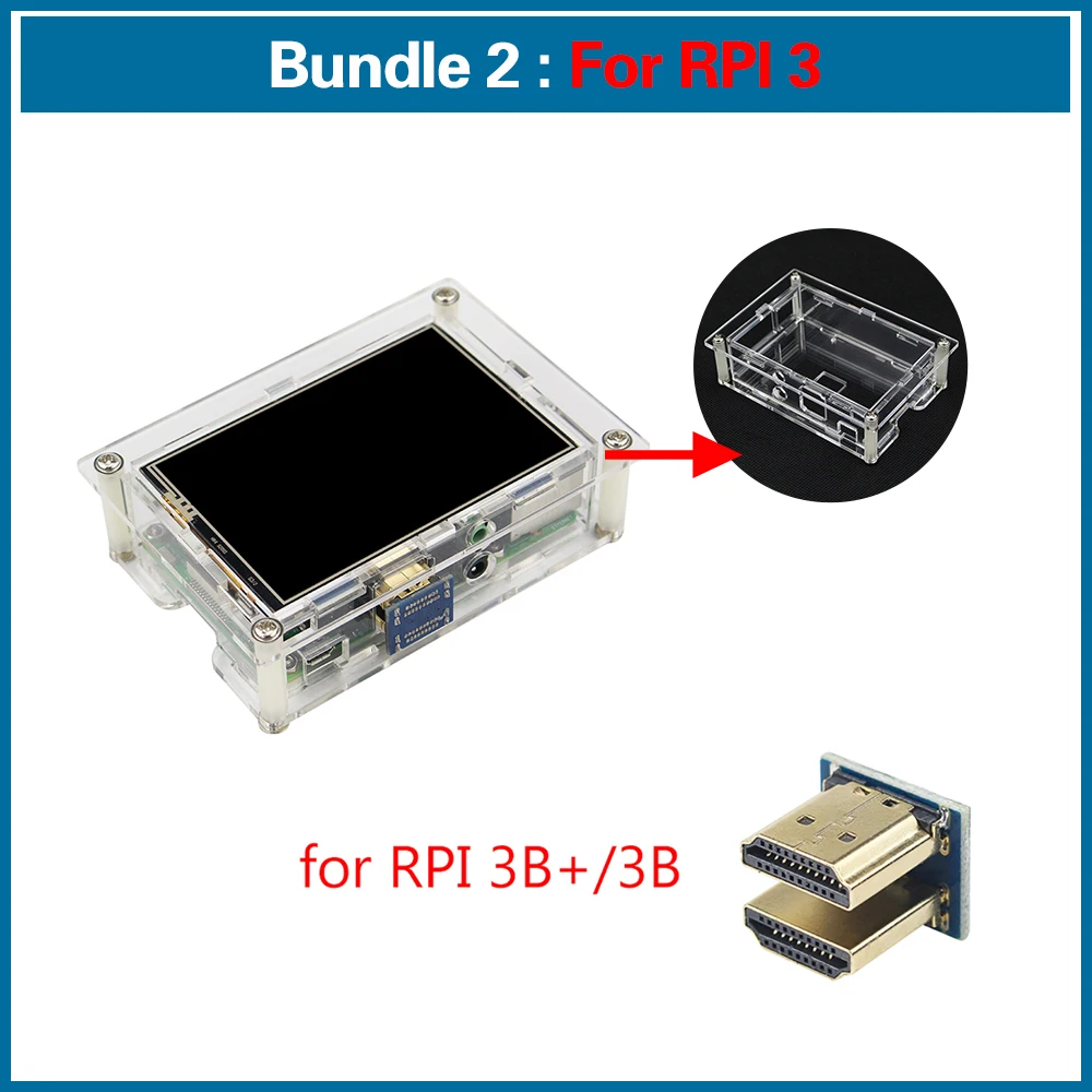 For RPI 3 S ROBOT Raspberry Pi 4 дисплей 3,5 дюймов сенсорный экран 480*320 ЖК+ акриловый чехол корпус чехол для Raspberry Pi 3 RPI109 - Цвет: For RPI 3