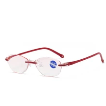 Новинка, классические безрамные очки для чтения, алмазная отделка, очки для чтения, анти-синий светильник, Повседневные очки унисекс для близорукости