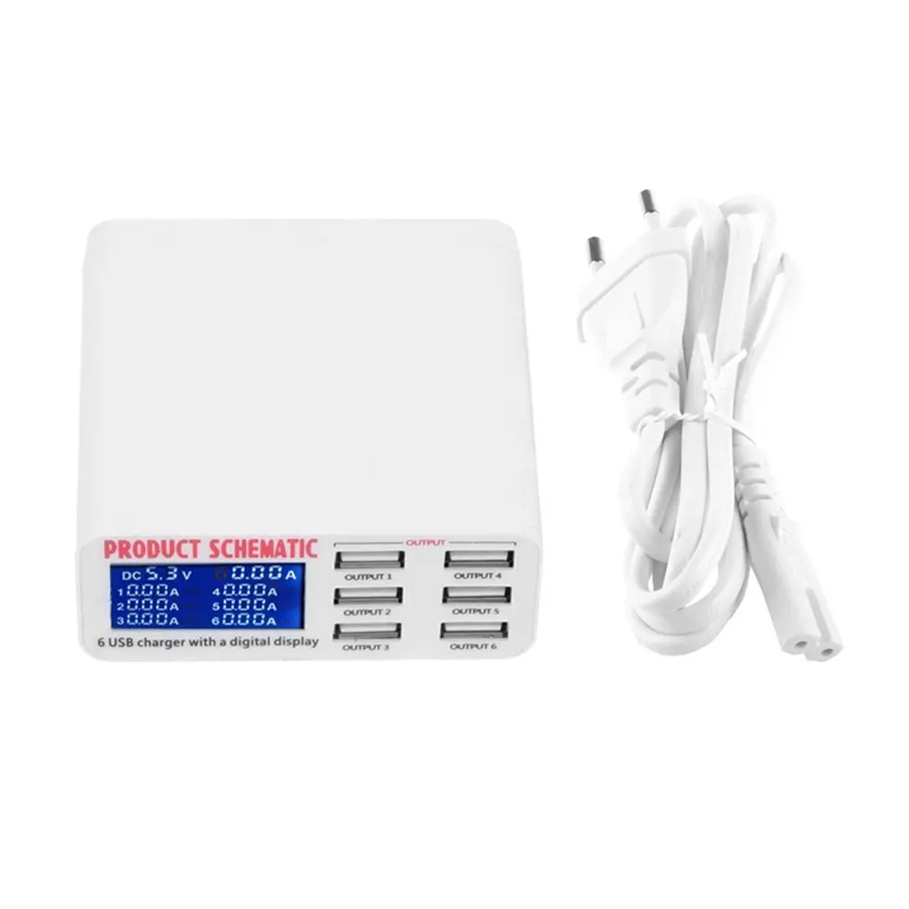 

Universal Digital Display 6 Port USB Charger Fast Smart Charging Station For Mobile Phone Tablet Notebook Camera EU US Plug