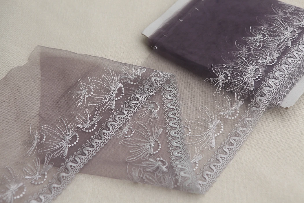 2yards Lace Fabric Exquisite Flower Embroidery Gray Trim for Sewing Craft Materials Clothing Accessories C133 | Дом и сад