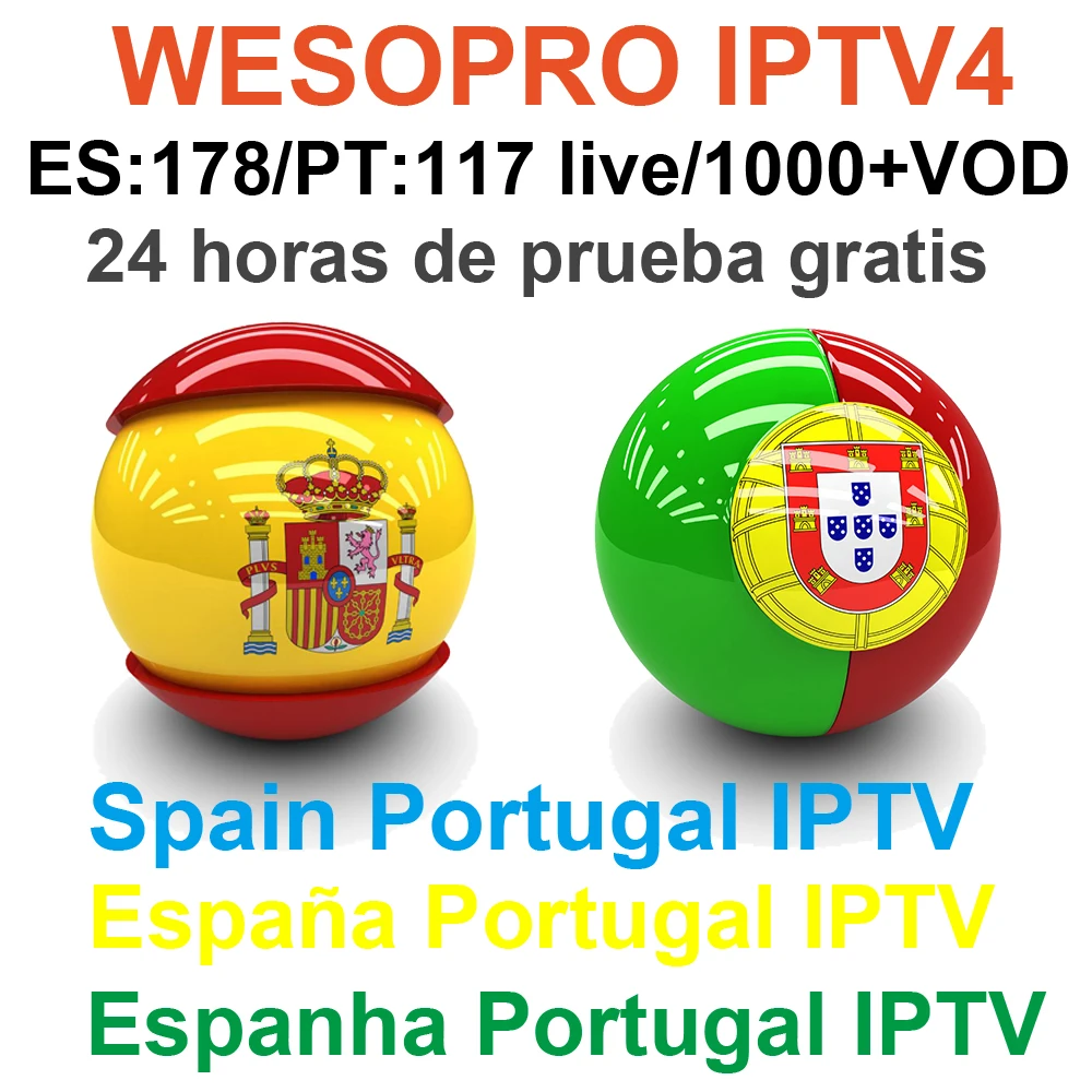 

6 months or 1 year Spanish Portuguese live TV Channels Spain IPTV Subscription for Android TV Box Smart TV M3U Enigma 2 IOS PC