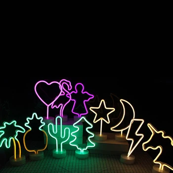 

Hot 11Styles Led Neon Light Sign with Holder Base for Party Supplies Holiday Xmas Party Wedding Decorations Kids Room Home Decor