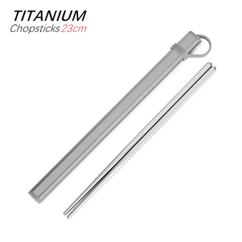 

Pure Titanium Sandblasting Polishing Chopsticks Set with Chopsticks Storage Tubes Aluminum Box Carrying Case Cutlery Set