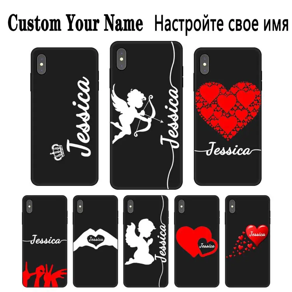 Love god Custom DIY Name Text Black Soft TPU Silicone Phone Case Cover For iPhone 11 Pro X XR XS MAX 5 6 6S 7 8 Plus |