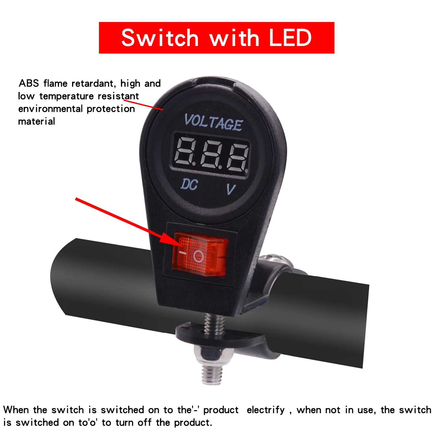 Waterproof Voltmeter Motorcycle Boat Car DC 12V-24V LED Voltmeter Display Voltage Meter with ON OFF Switch Car Low Voltage Alarm