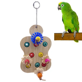 1PCS Bird Chew Toy Wooden Colorful Parrot Hanging Toy Puzzle Bird Cage Toy Parakeet Bird Supplies Utensils Punch Parrot Toy tanie i dobre opinie CN (pochodzenie) Ptaki Other