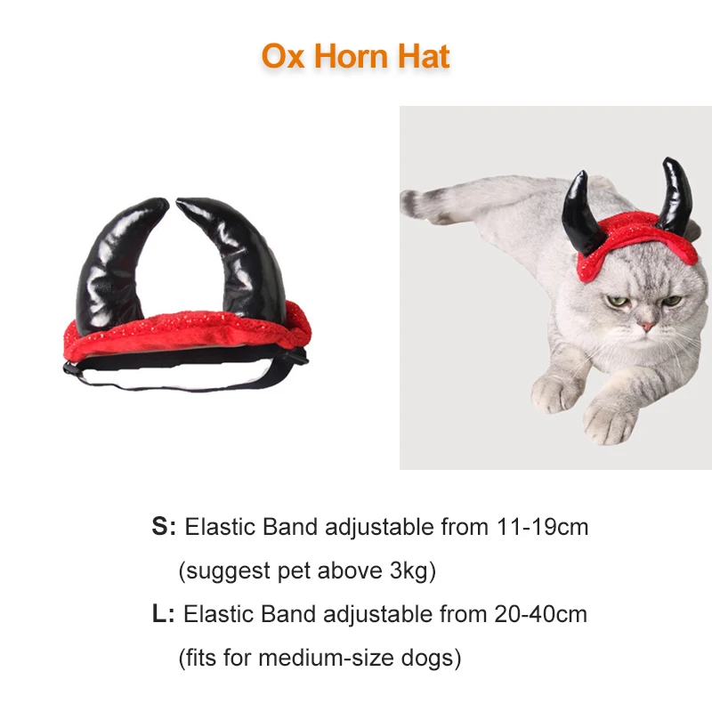 Ox Horn Hat Забавный костюм кошки волшебник на Хэллоуин шляпа Маскировка Аксессуары для кошек Рождественский новогодний костюм для маленькие собаки, питомцы фото реквизит - Цвет: Ox Horn Hat
