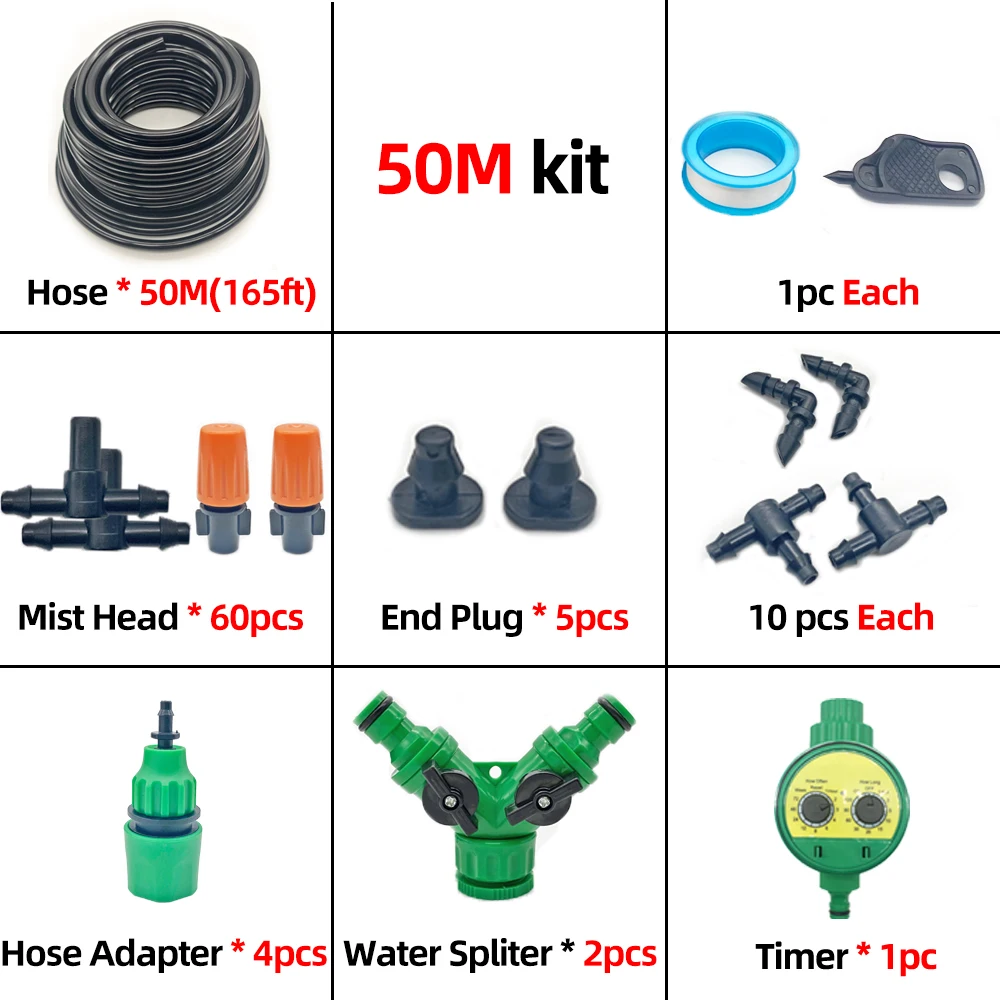 10-50M Smart Garden Watering System Automatic Self Watering Kit Timer Greenhouse Mist Irrigation System Kits Adjustable Minsting 