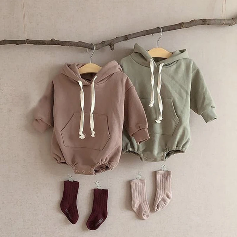 Hoodie Jumpsuits Romper Long-Sleeved Baby-Boys-Girls Spring Fleece Autumn Infant Kids