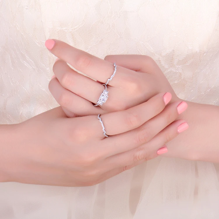 JewelryPalace 3 камня Принцесса Cut CZ Юбилей Promise обручальное Обручение кольцо свадебный 925 пробы серебро