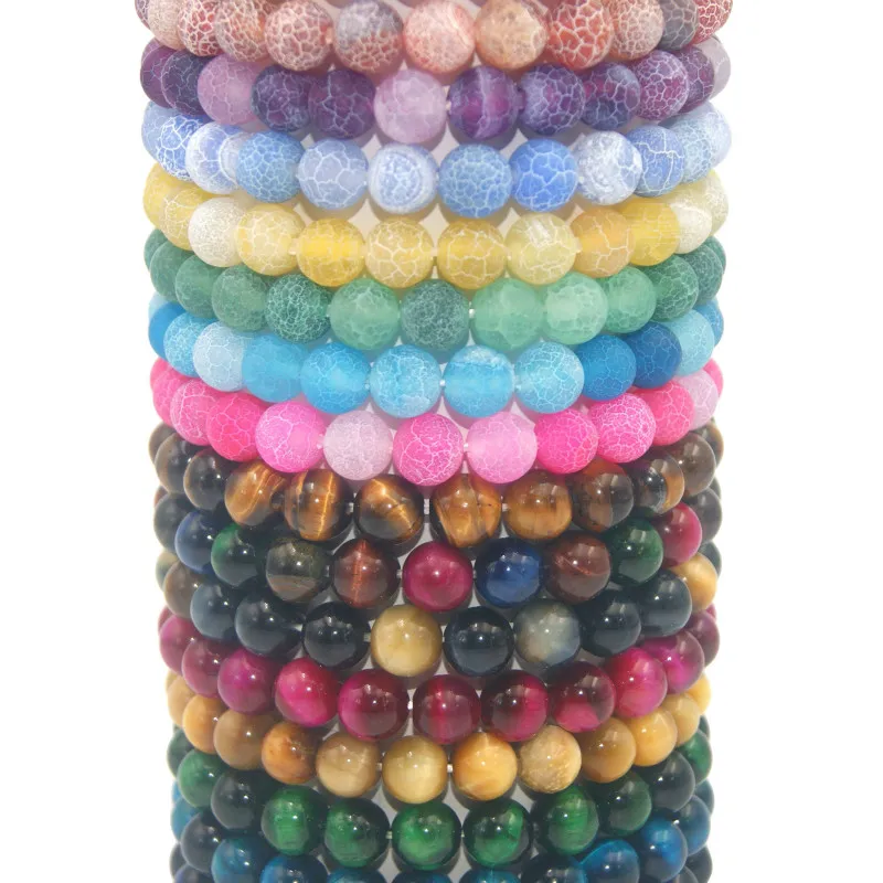 

Wholesale 6 8 10 MM Natural Stone Beads Agates Tiger Eye crystal Jades Couples Bracelets For Women Men Yoga Bracelet Femme