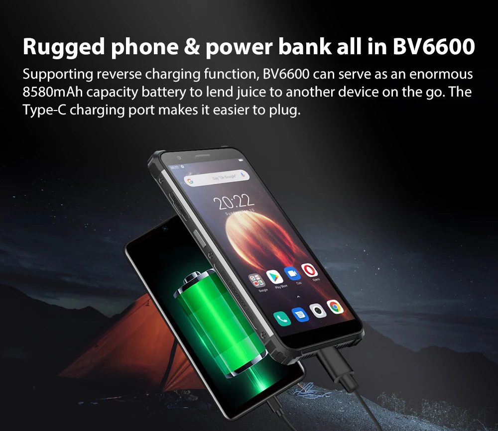 Blackview BV6600 IP68 Waterproof 8580mAh Rugged Smartphone Octa Core 4GB+64GB 5.7" Mobile Phone 16MP Camera NFC Android 10 top rated android cell phones