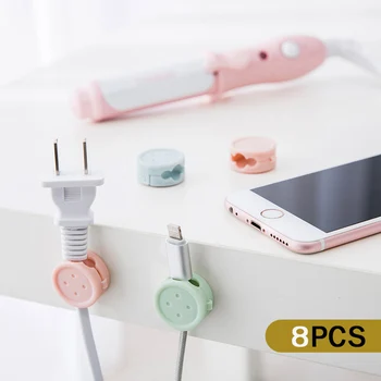 

8pcs/set buttons Wire Clip Electrical Wire Fitted Cable Winder Earphone Cable Organizer Wire Storage Charger Cable Holder Clip