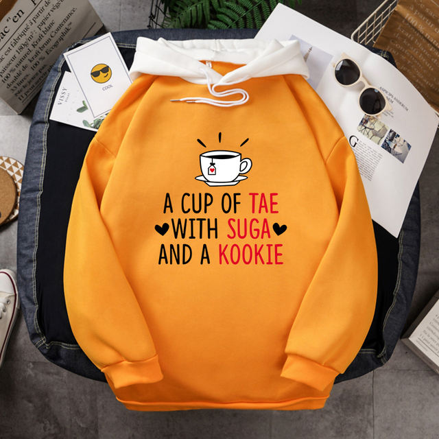 BTS A CUP OF TAE WITH SUGA AND A KOOKIE THEMED HOODIE