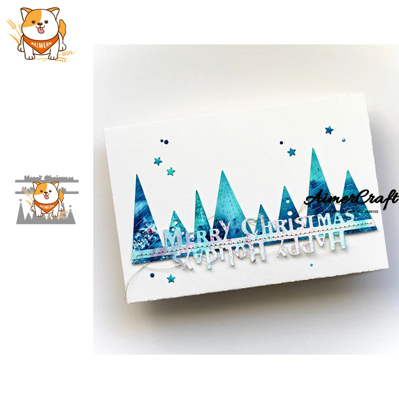 Christmas Tree Words Metal Cutting Dies Scrapbooking Stencil Decorative Embossing Craft Die Cuts Card Making New Dies For 2019