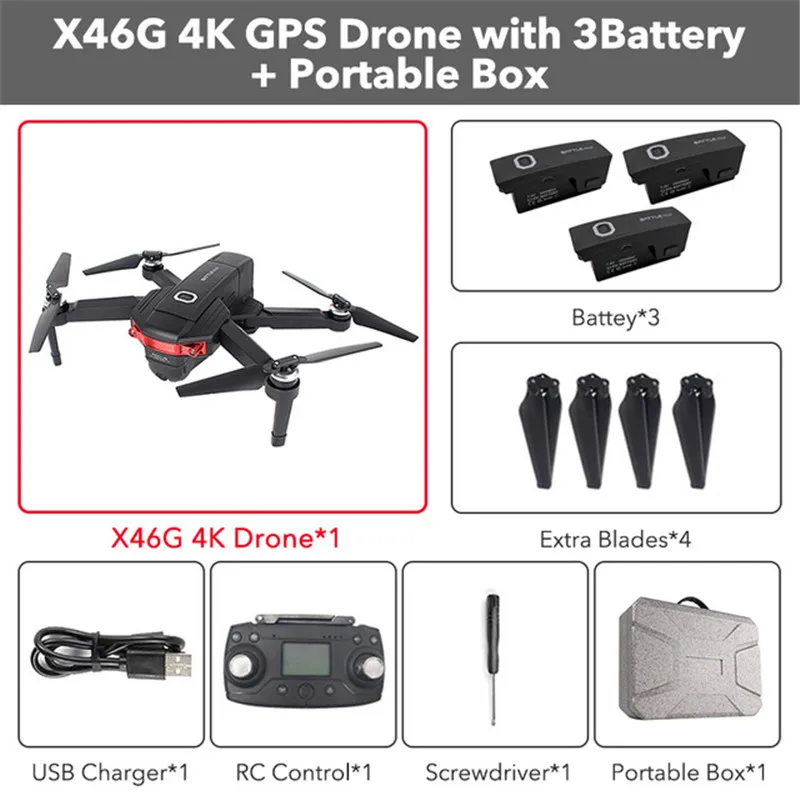 X46G-4K 5G wifi FPV gps с 4K широкоугольной двойной камерой бесщеточный складной один щелчок Взлет/посадка RC Дрон Квадрокоптер RTF - Цвет: 3B with Box