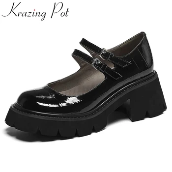 

Krazing pot 2020 summer recommend Mary janes high street fashion round toe high heels young lady daily wear maiden pumps L8f2