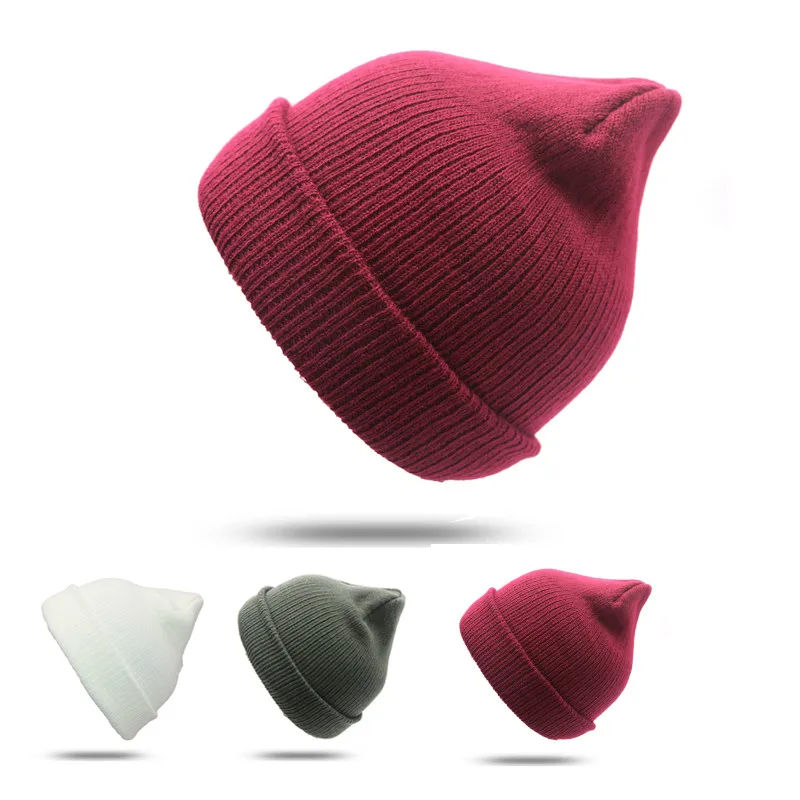 Зимняя однотонная Вязаная Шапка-бини, модная простая Шапка-бини Skullies, женская мягкая хлопковая утолщенная теплая шапка, шапочка в стиле кэжуал