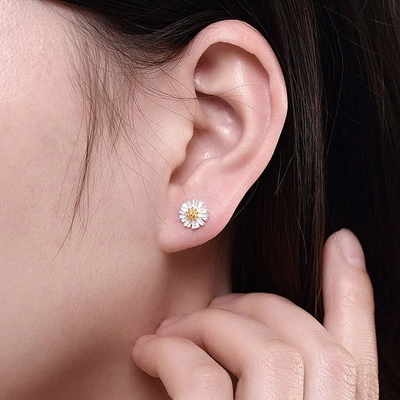 

2019 Fashion Genuine 925 Sterling Silve Flower Exquisite Stud Earrings For Women Wedding Party Jewelry Gift