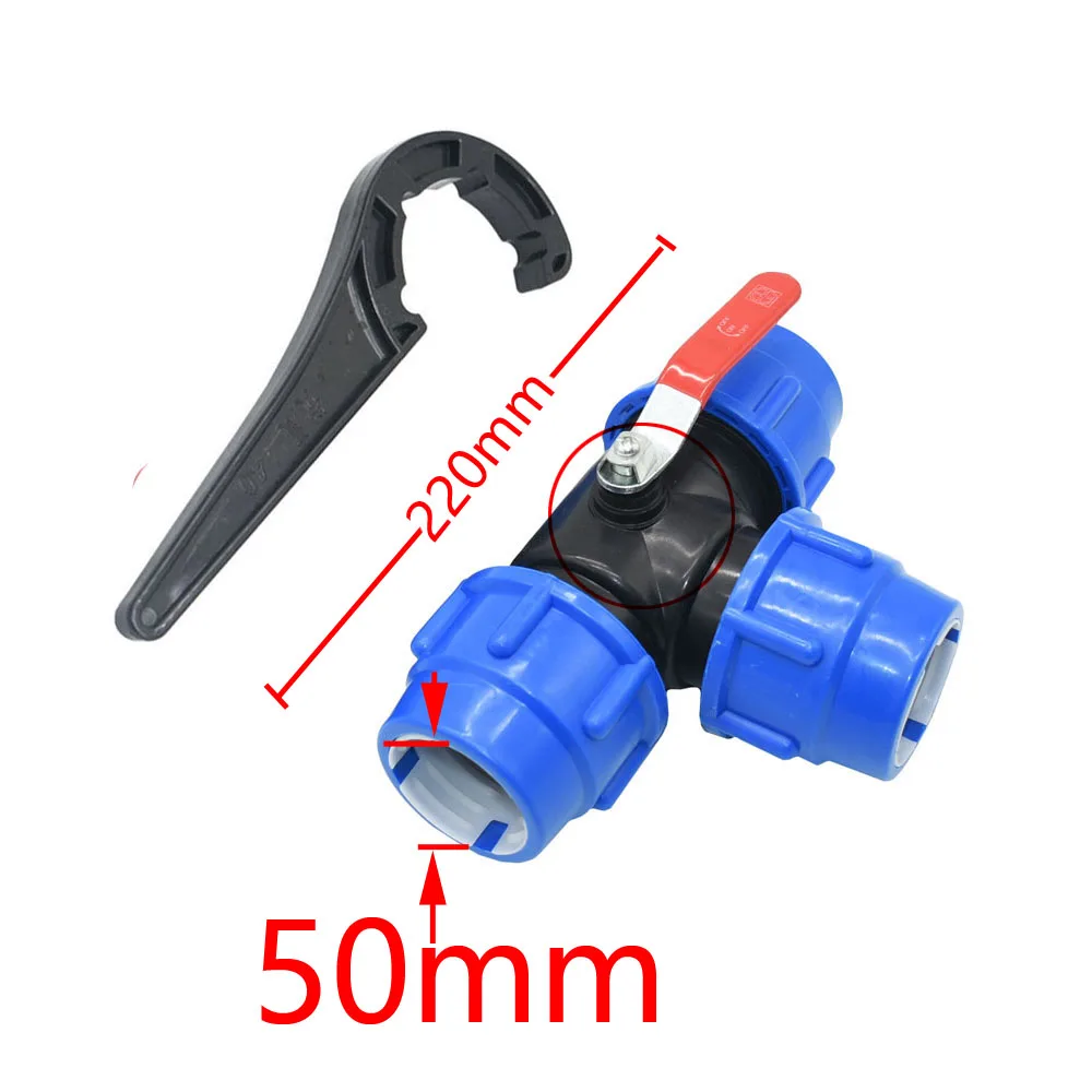 수도관 플라스틱 볼 밸브, 1 1.2 1.5 3 방향 퀵 커넥터, T형 PVC PE 고속 연결, 32mm, 40mm, 50mm, 1 개