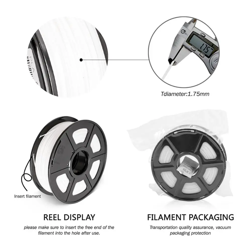 SUNLU PETG черная и белая нить для 3d печати профессиональная 10 кг/10 рулонная