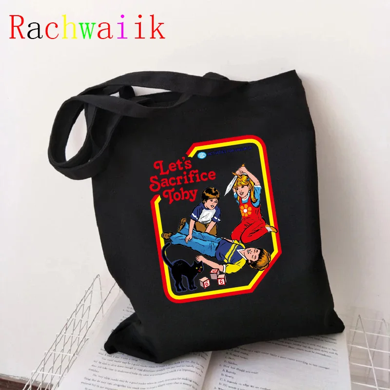 2021 Satan Shopping Bag Graphic Tote Harajuku Shopper Bag Women Canvas Shoulder Bag Female 90s Funny Eco Large-capacity anime